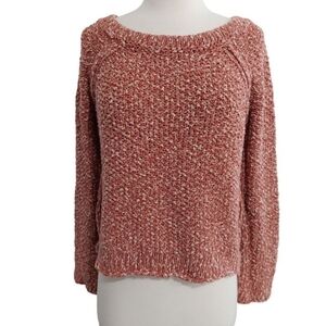 Free People Womens Pink White Cable Knit Sweater Size Small